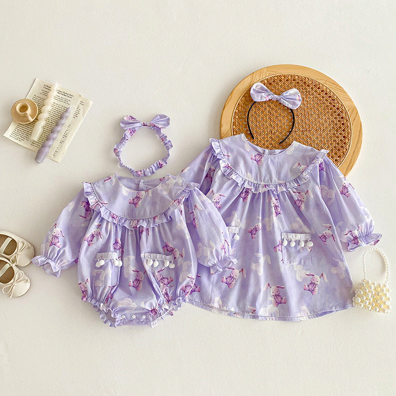 Bébé fille Triangle Rompers robe violette