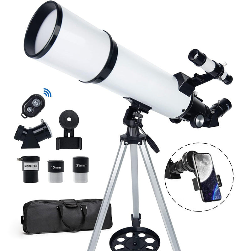 Longueur focale du télescope astronomique métallique avec adaptateur téléphonique