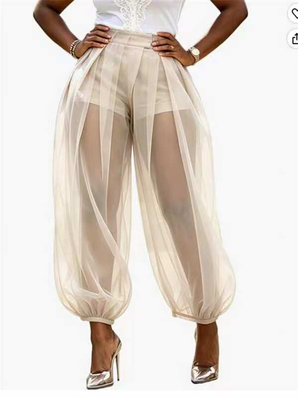 Style d'été européen et américain semi-transparent Mesh Solid Color Patchwork
