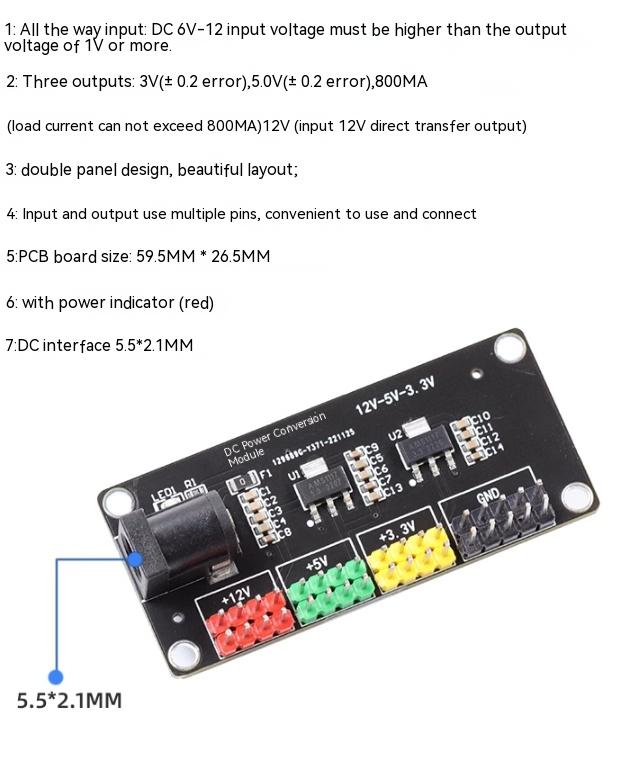 3.3v 5v 12v Module de conversion de tension de sortie multicanaux