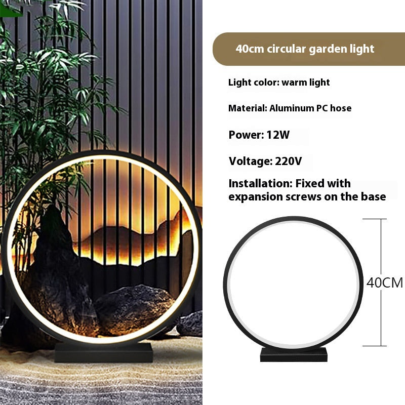 Courtyard pelouse lampe extérieur étanche simple anneau rond lampe de paysage