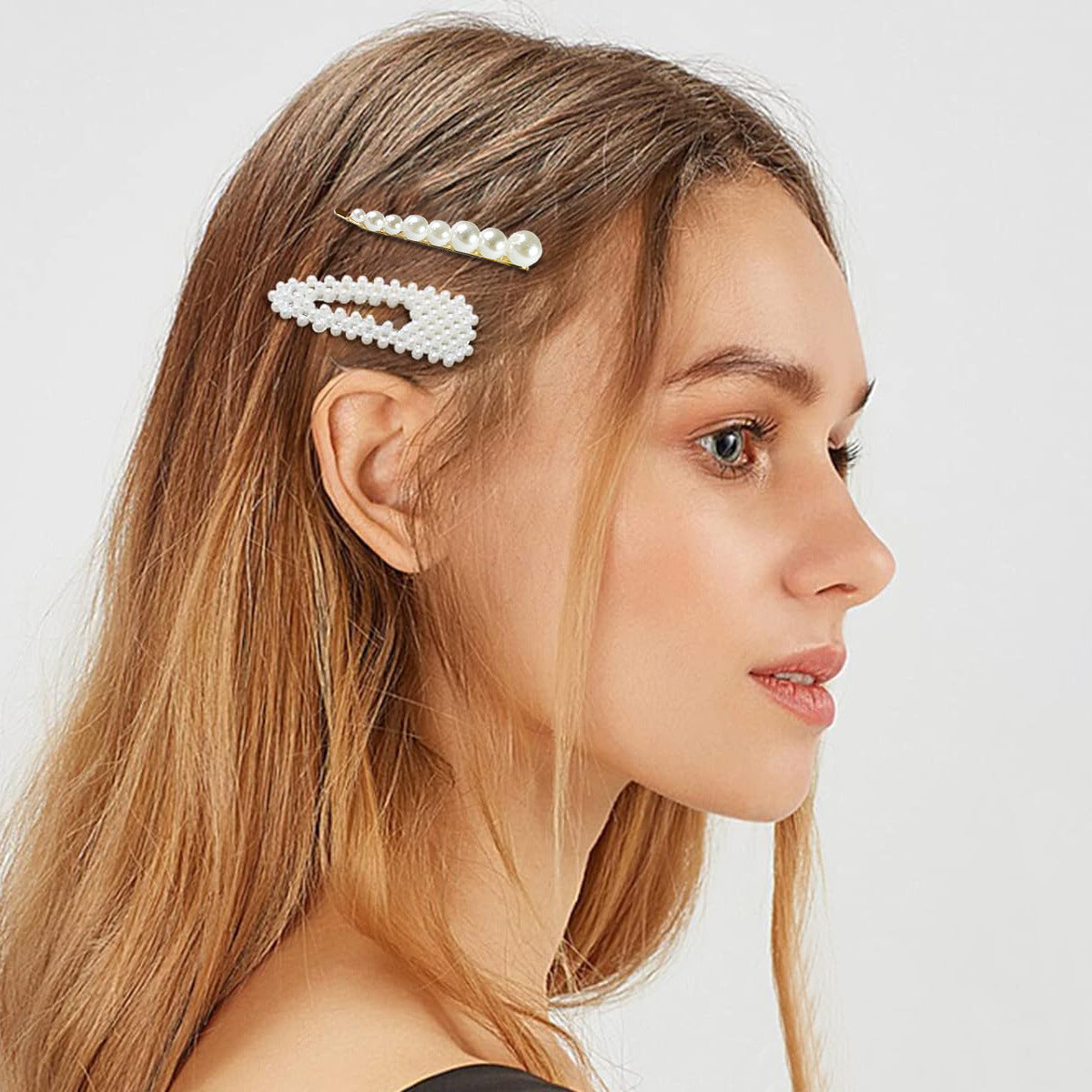 Accessoires pour cheveux Barrettes de perle Updo BB Clip épingle à cheveux rayé Fil de pêche tissé à la main H