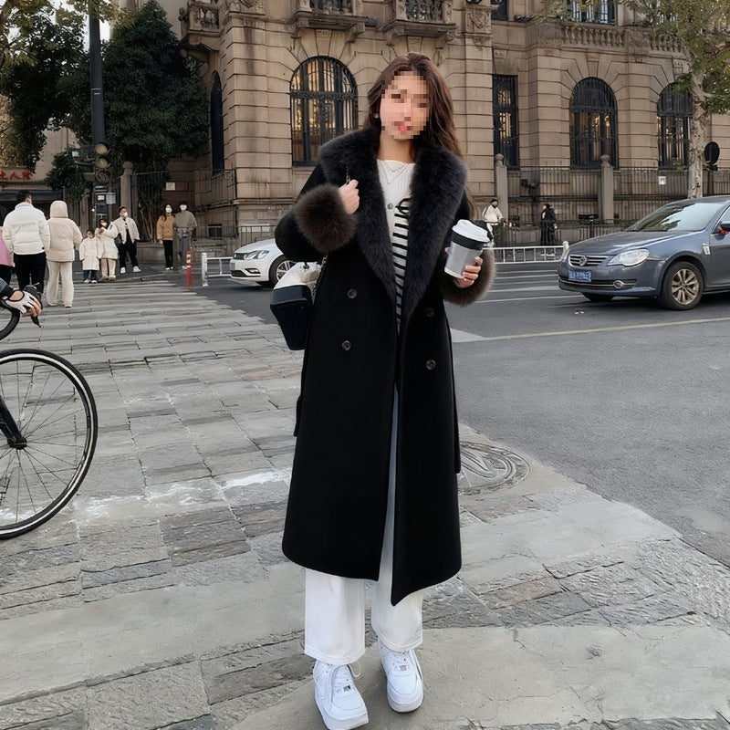 Femmes Automnehiver Demi-longueur Blazer Laine Trench Coat