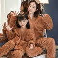 Filles Pajamas Coral Velvet Épaisseur mère-enfant mère et fille Ensemble de vêtements