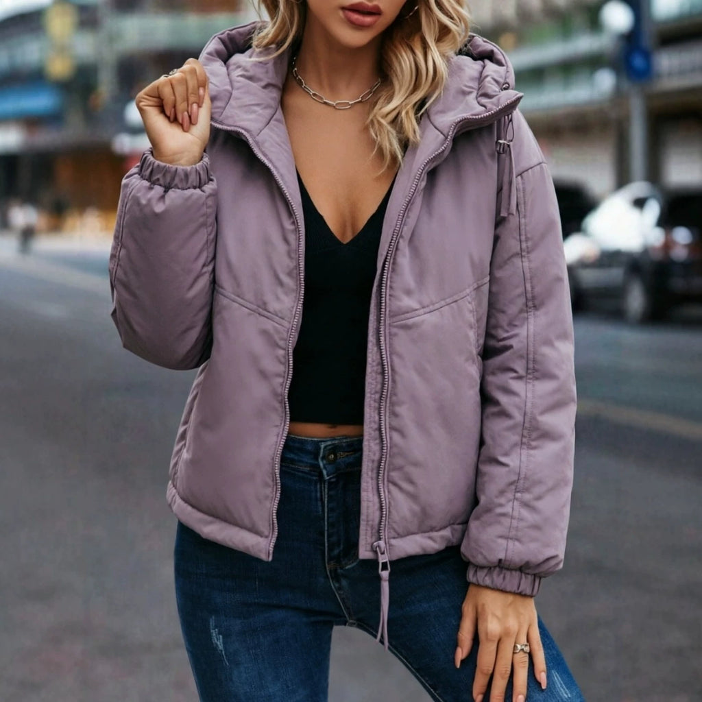 Veste à capuche vintage courte coton rembourré femmes