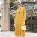 Hiver chaud couleur solide tricot pull robe longue manche grande taille grosse soeur robe materni