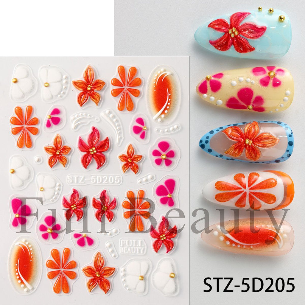 Stickers ongles adhésifs 3D embossé style ins