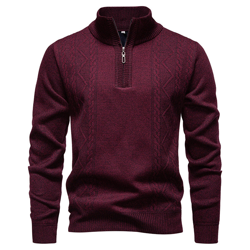 Hommes Arrivée d'hiver Stand-Collar demi-zip Pull-over tricoté Chandail