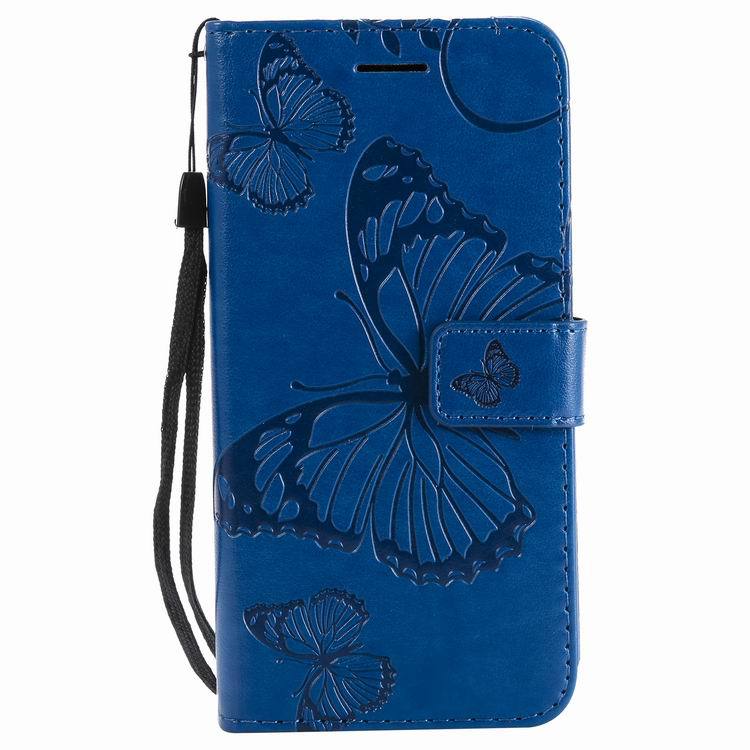 Grand Butterfly 3D embossé porte-carte en cuir avec étui de téléphone Lanyard