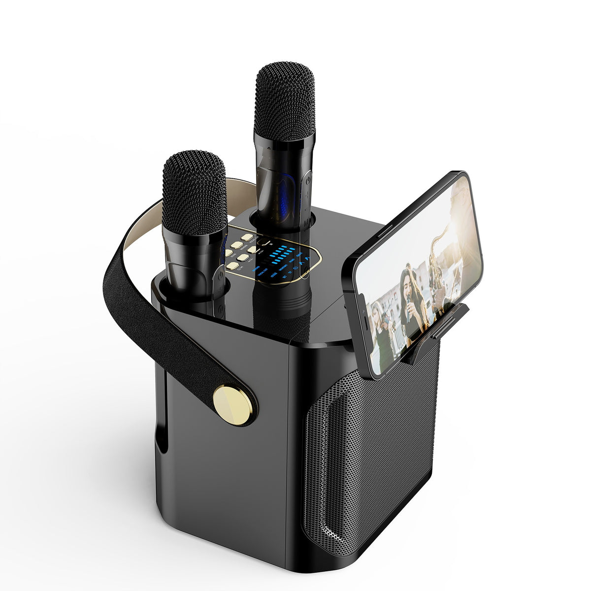 Haut-parleur Bluetooth Outdoor Karaoke Large Volume Accueil Microphone double avec Microphone Karaok