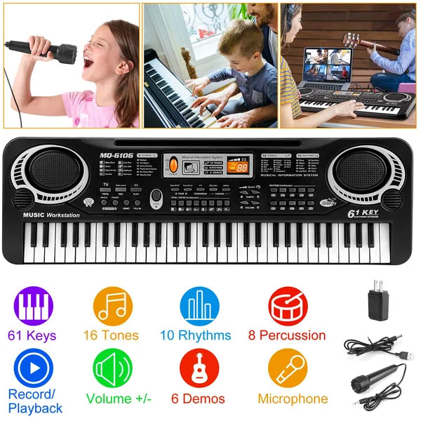 61 Clés Musique numérique Clavier électronique Piano électrique Instrument musical Enfants Apprentissage