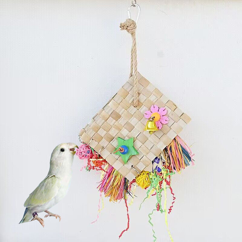 Perrot Bird Toy Palm Leaf Tisser un sac de fourrage
