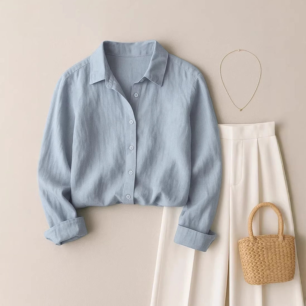 Chemise décontractée en couleur unie de style français