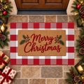 Tapis de porte rouge et blanc de Noël