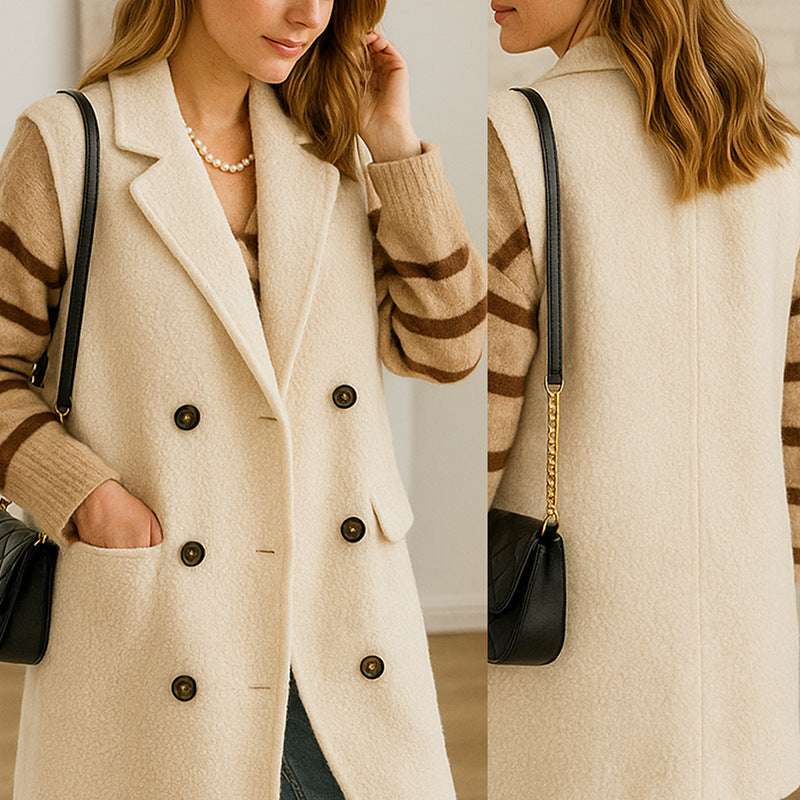 Veste pour femmes de style occidental Automnehiver Veste à deux seins