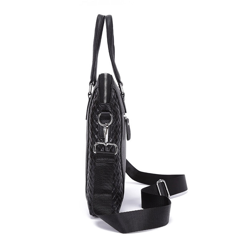 Porte-monnaie pour hommes Cuir véritable Sac portable de 14 pouces Cowhide horizontal Sac de bureau
