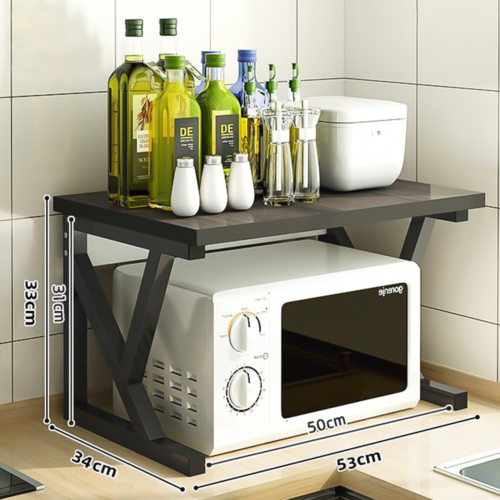 Support de rangement de four à micro-ondes 2 niveaux Porte-cuisine Table d'angle noir