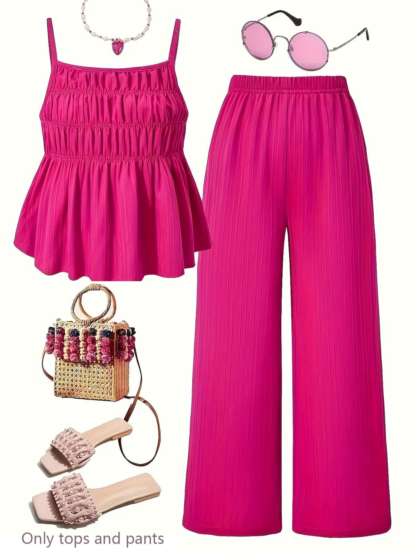 Ensemble de camisole et pantalons à large jambe à texture rusée