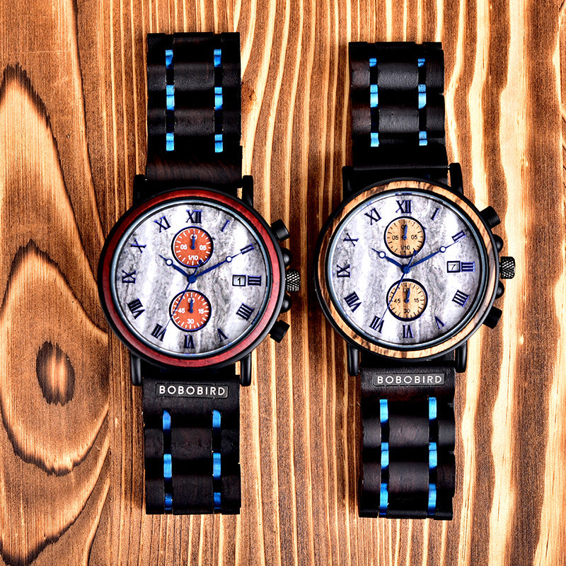 Montre de décoration Quartz en bois unisexe
