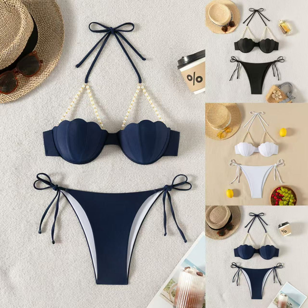 Bikini de vacances à la plage sexy deux-pièces à col d'haltère