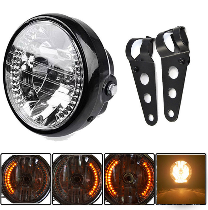 Projecteur de phare de moto clignotant voyant Blinker lumière avec phare deracket pour Cafe Ra