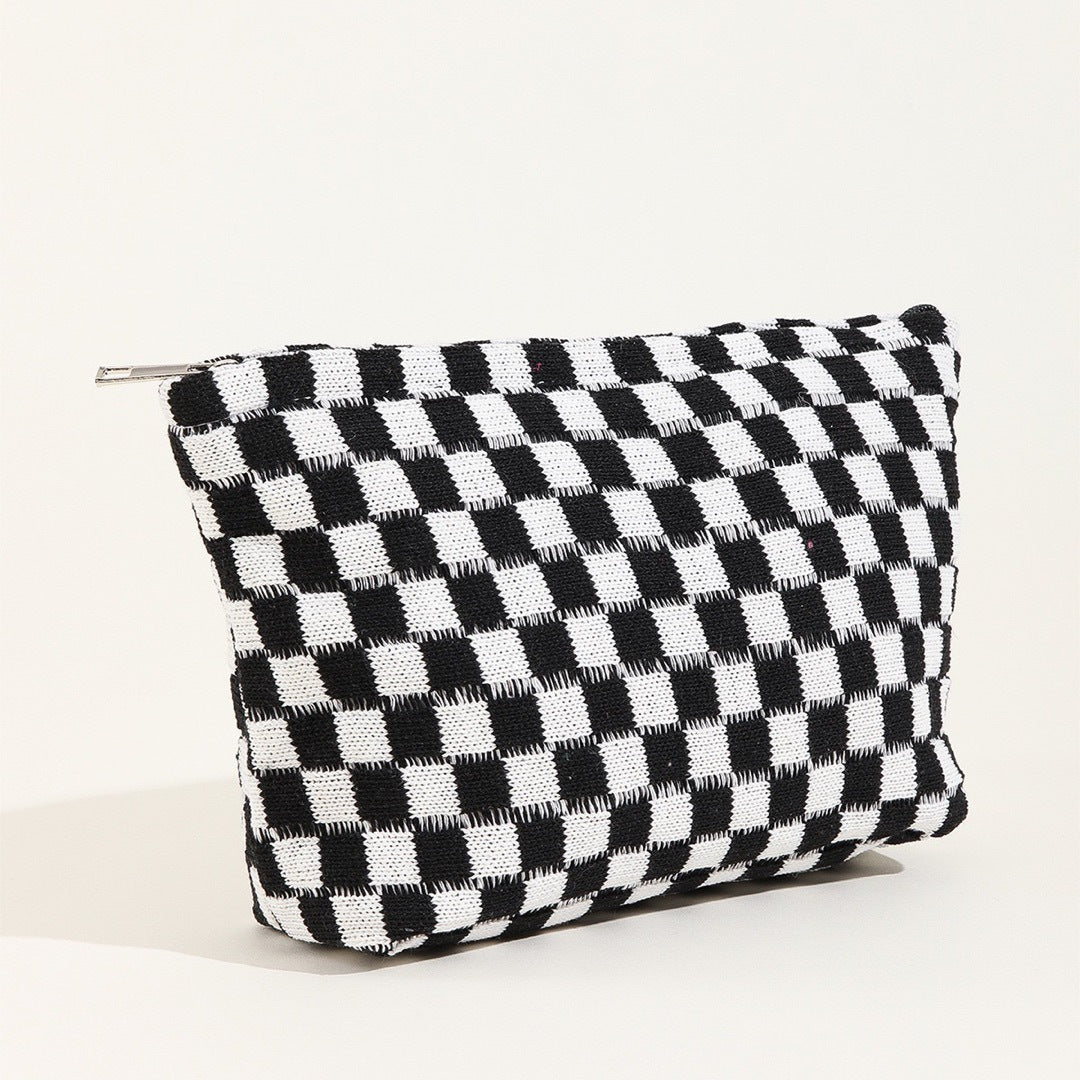Sac de maquillage de tableau de vérification de fils de grande capacité
