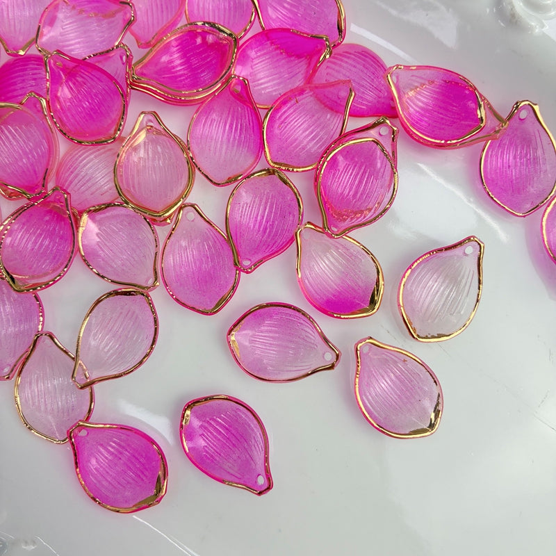 Charms de feuille en acrylique translucide à deux tons
