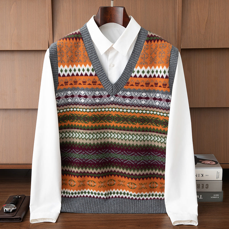 Cashmere Vest Mens couche de base souple