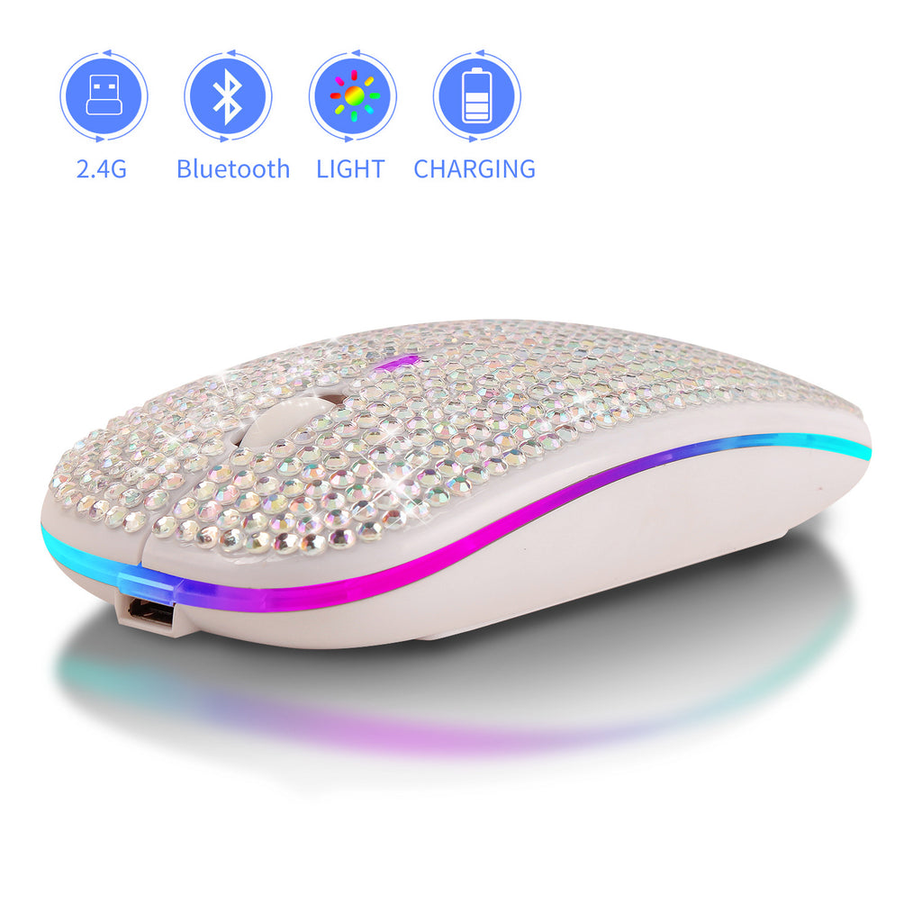 Bureau rechargeable Mute Crystal Strass Mouse