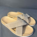 Men's sandblasted leather slippers
