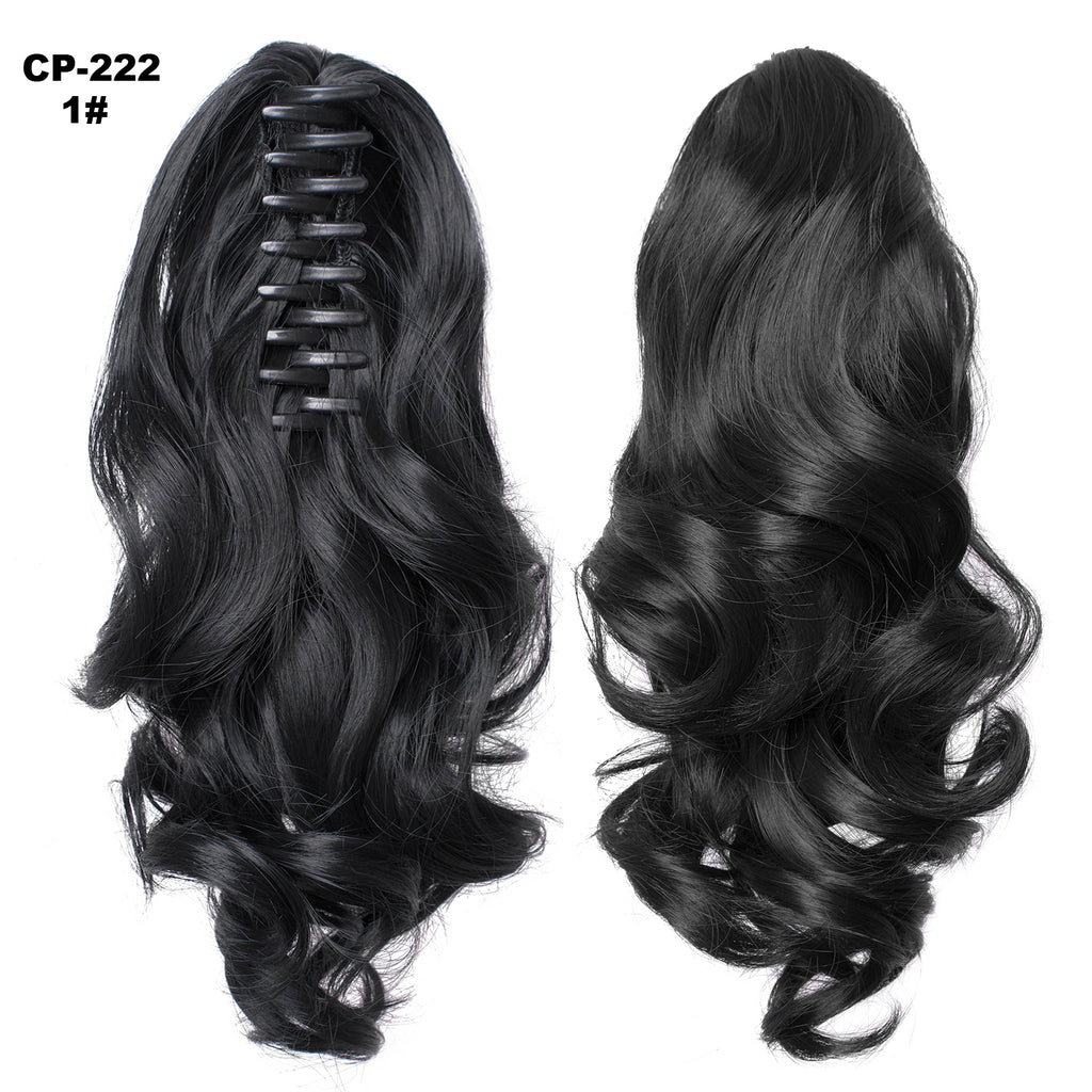 Long Wave Ponytail Wrap autour de Ponytail Clip dans les cheveux Headwear Gris Coiffure Exten naturel