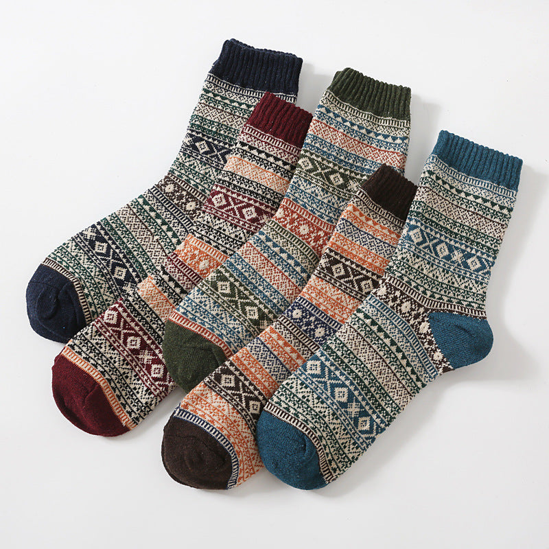 Chaussettes en laine carrée rétro