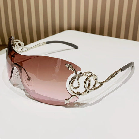 Lunettes de soleil en forme de cobra Sporty Rimless Coupe latérale