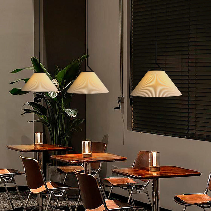 Retro Salle à manger plissée tissu crème luminaires