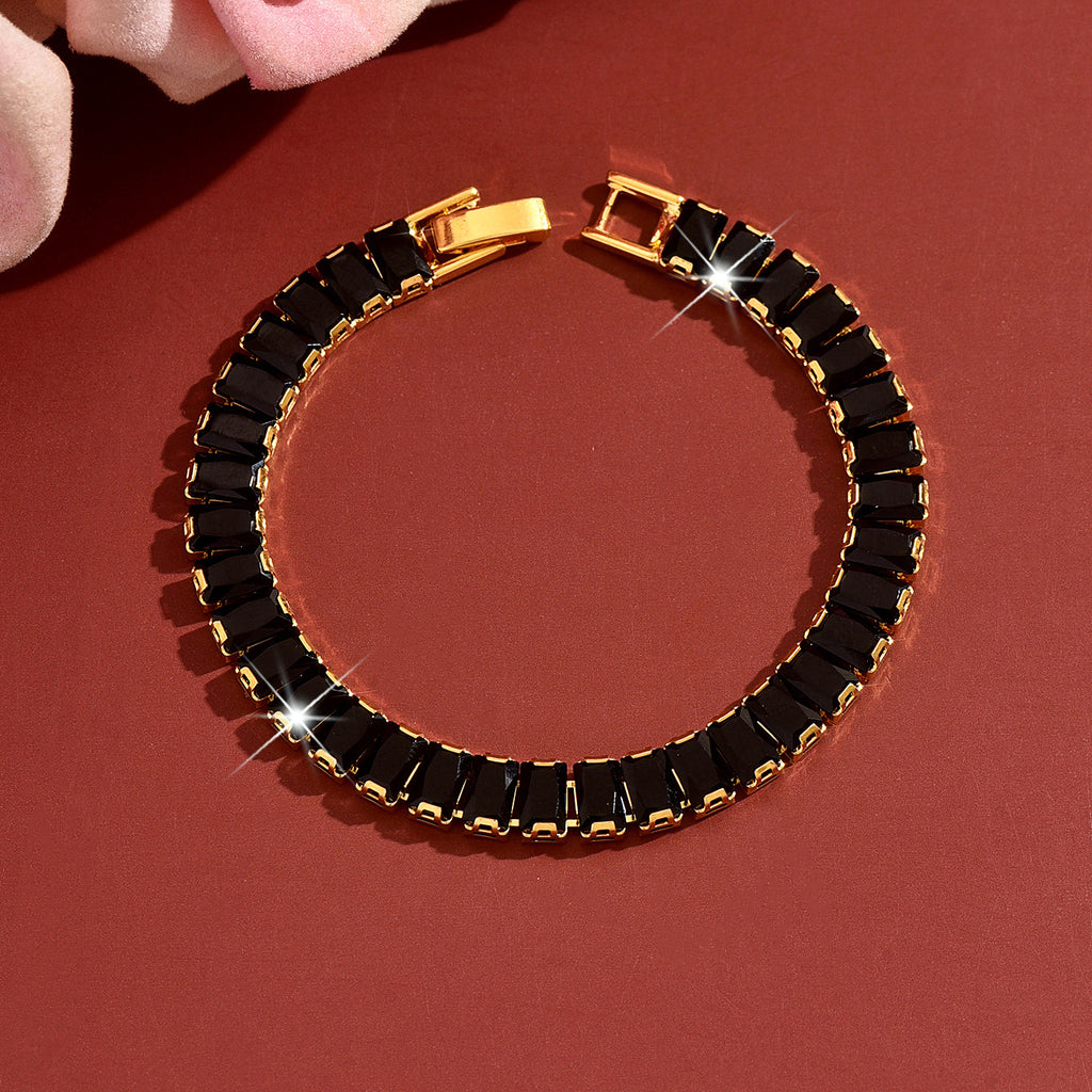 Bracelet de tennis CZ couleur femme Baguette