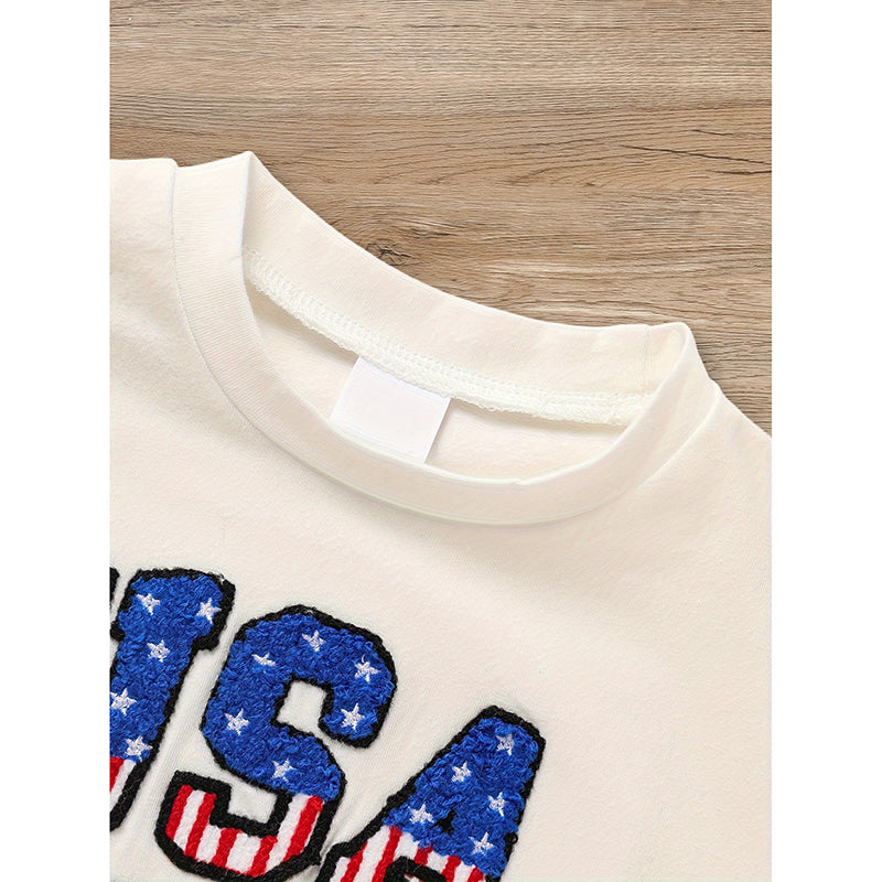 Bébé bébé garçon 4ème de juillet Outfit Set États-Unis Lettre Imprimer T-Shirt & Short pour I