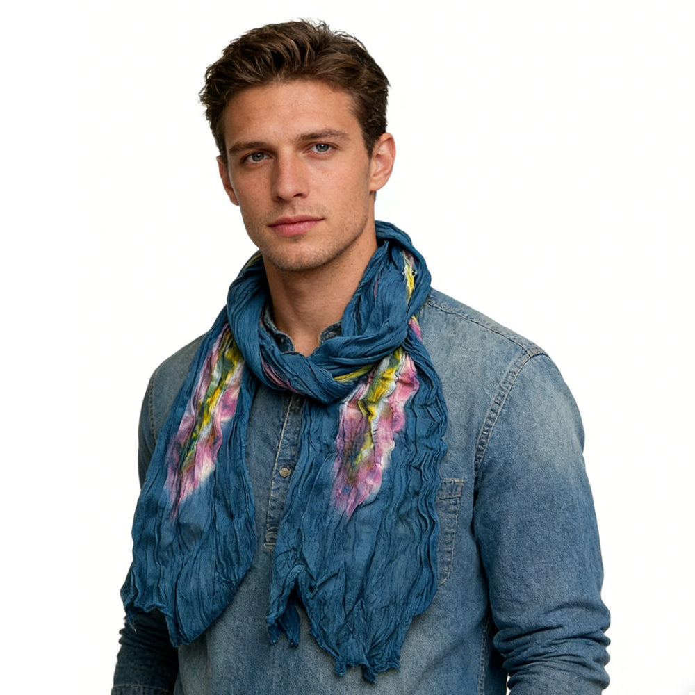Écharpe de coton à cravate turquoise 2pcs