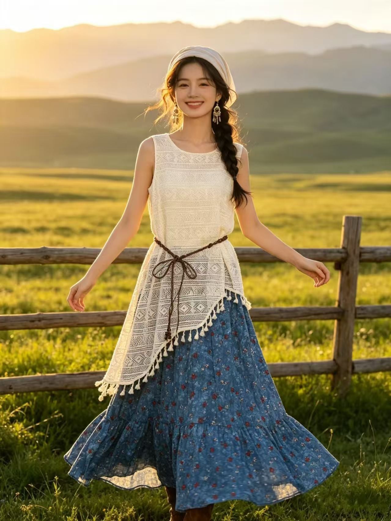 Robe décontractée sans manches de style ethnique pour femmes