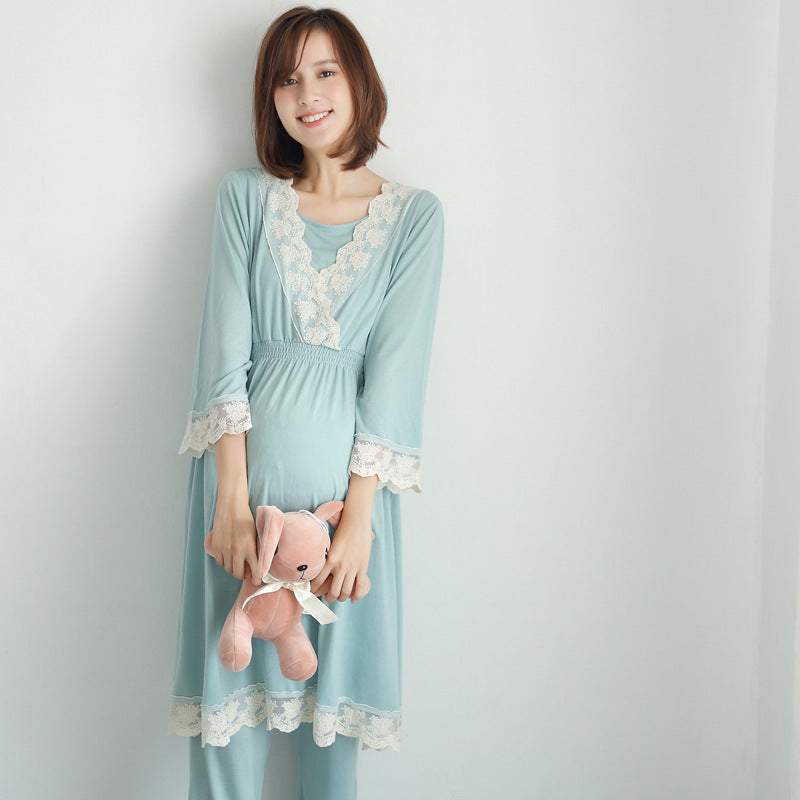 Printemps et automne robe de maternité japonaise femmes enceintes allaitement vêtements mois caillot