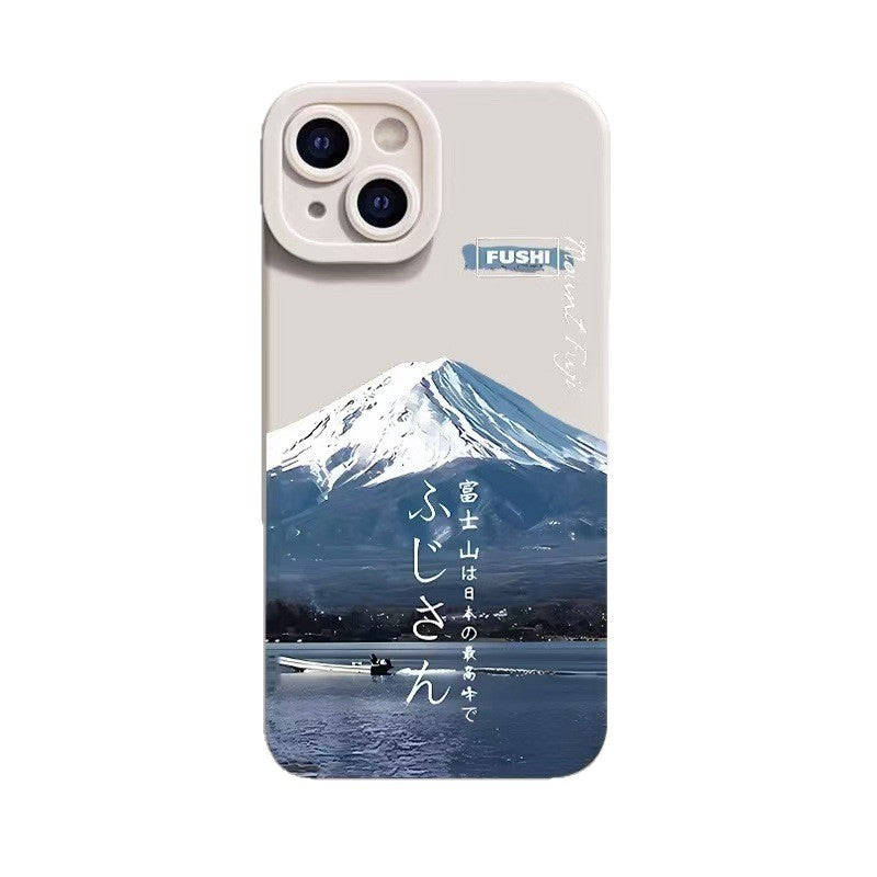 Boîtier de téléphone en silicone imprimé Fuji à monture créative et polyvalente