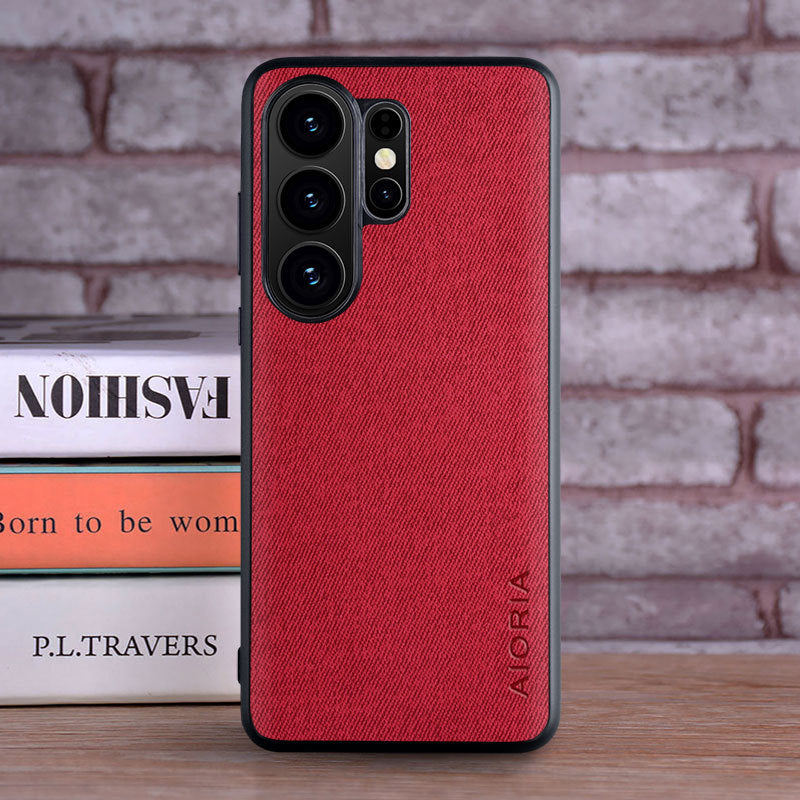 Coque de téléphone en tissu réel simple