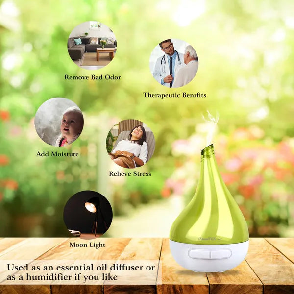 Diffuseur d'huile essentielle à l'arôme ultrasonique, en forme de goutte, à l'humidificateur Cool Mist