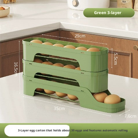 Boîte détachable d'oeuf-roulement automatique-3-couche-vert-PP-1 pièce
