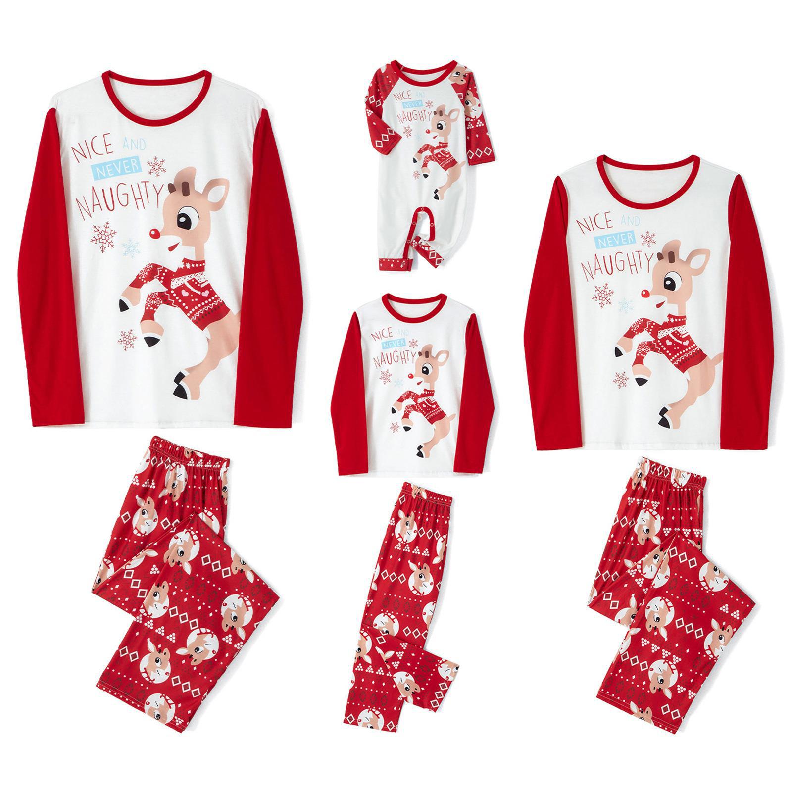 Imprimé Pyjama Noël Parent-enfant Porter Col rond Col Longue Manches