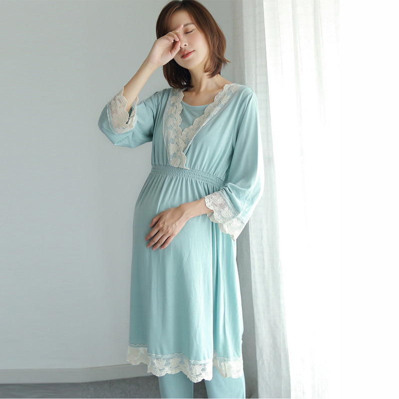 Printemps et automne robe de maternité japonaise femmes enceintes allaitement vêtements mois caillot
