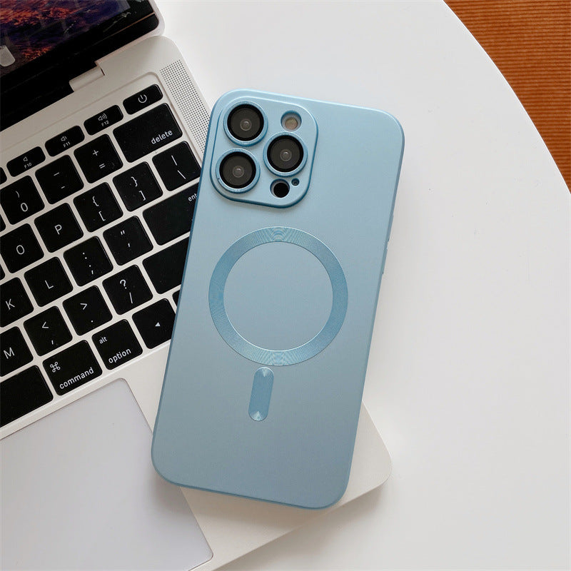 Aspiration magnétique avec boîtier de téléphone portable à électroplaquage de film de lentilles