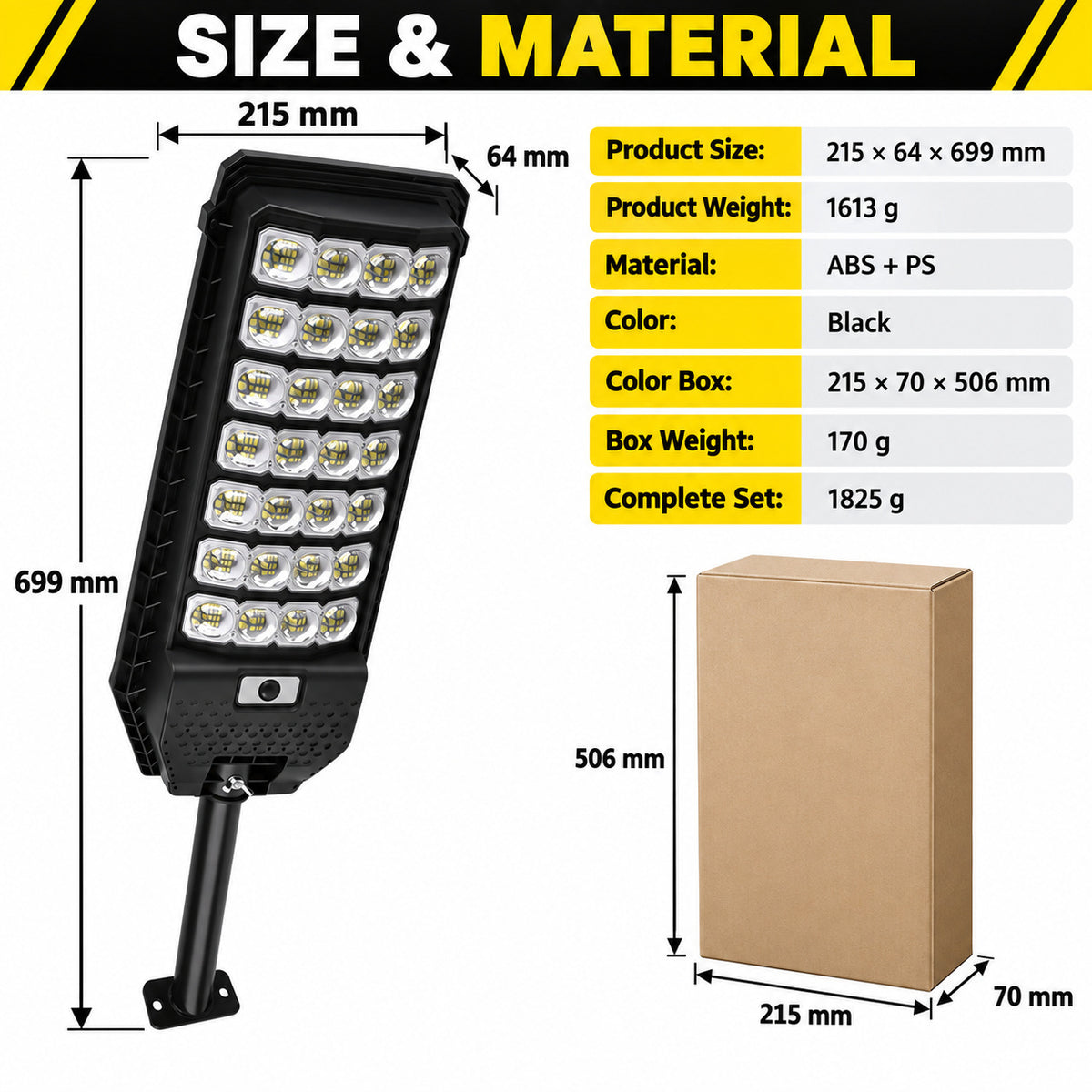 Solar Powered Motion Sensor Outdoor Light W7208 7 Noir pour Garden Yard Street Wall LED