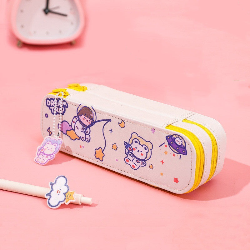 Boîte crayon de dessin animé cas mignon astronaute double-couche