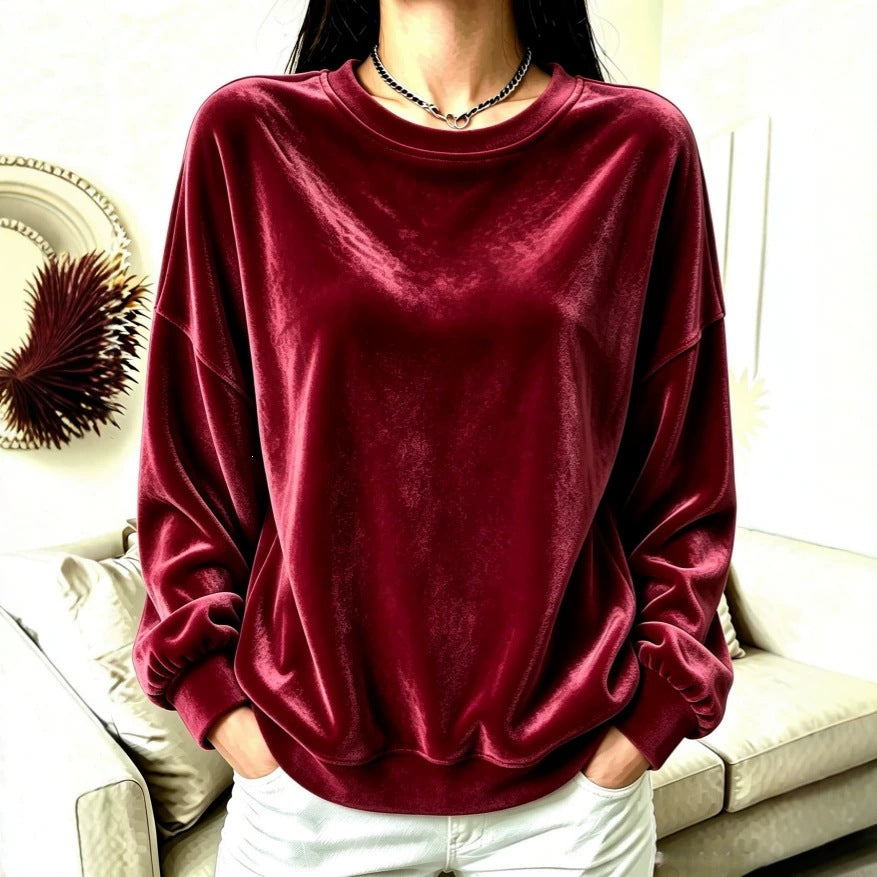 Femmes Casual Gold-velvet manches longues Hoodie