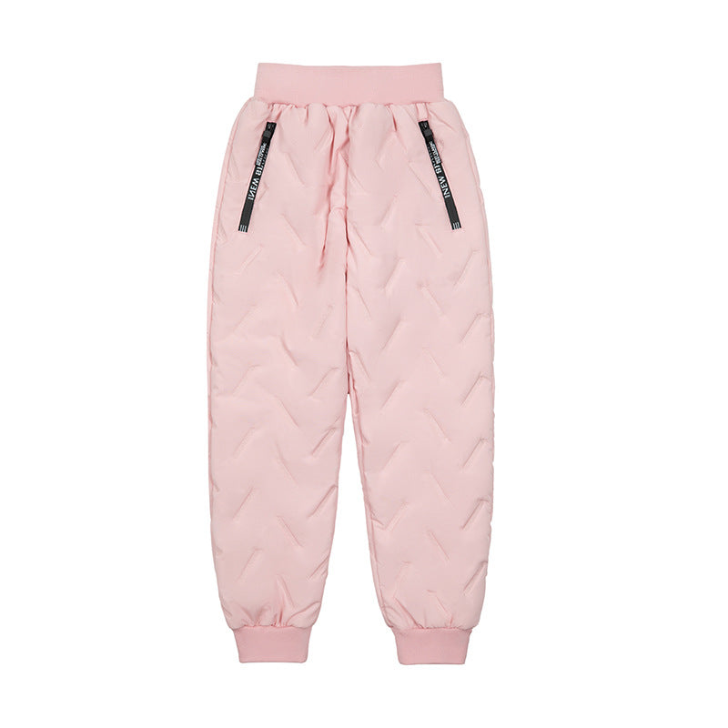 Fleece des garçons et épaississement de la preuve froide chaude pantalons de pieds encastrés